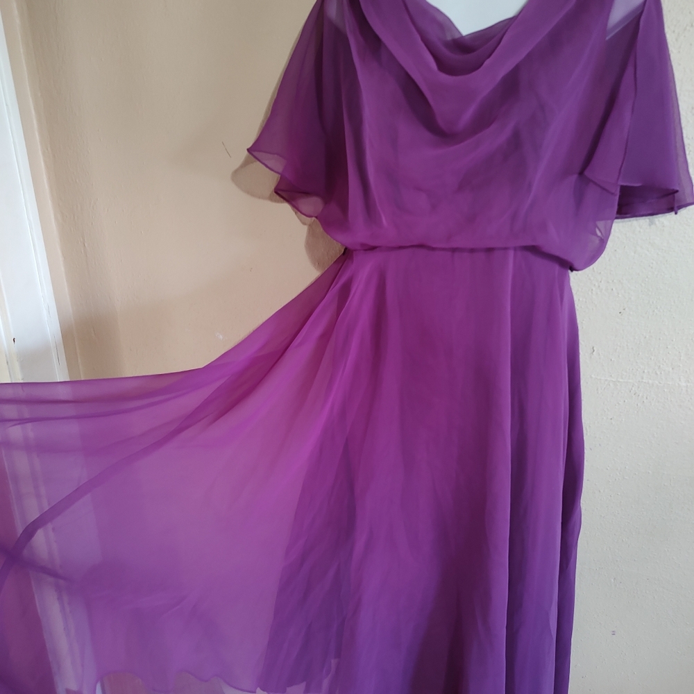 Vntg 80's Purple Chiffon Layered Polyester Prom Dress JCPENNEY Fashions Medium